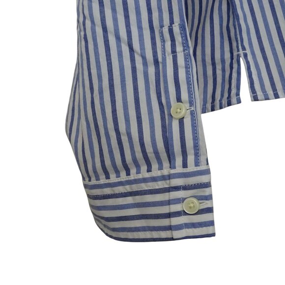 Everlane Woven Cotton PJ Top Women Size XXS Blue Stripe Button Up Long Sleeve - Picture 2 of 8